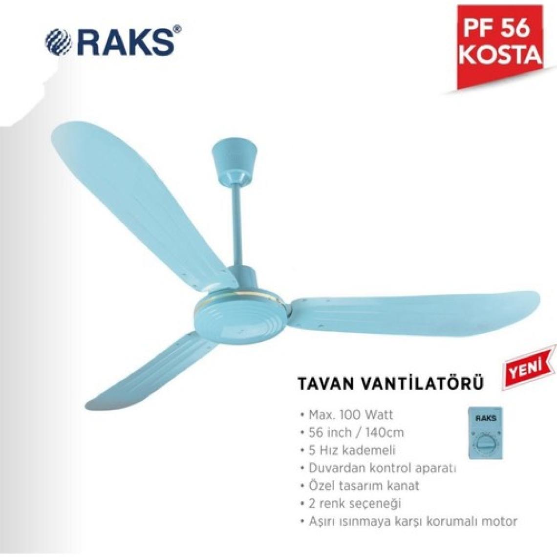 Raks Pf 56 Kosta Tavan Vantilatörü Mavi