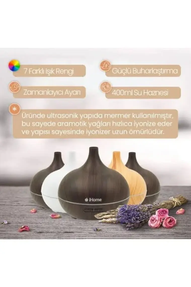 iHome Npo Ihome Renkli Aromaterapi Difüzör ve Ultrasonik Hava Nemlendirici buhar makinesi