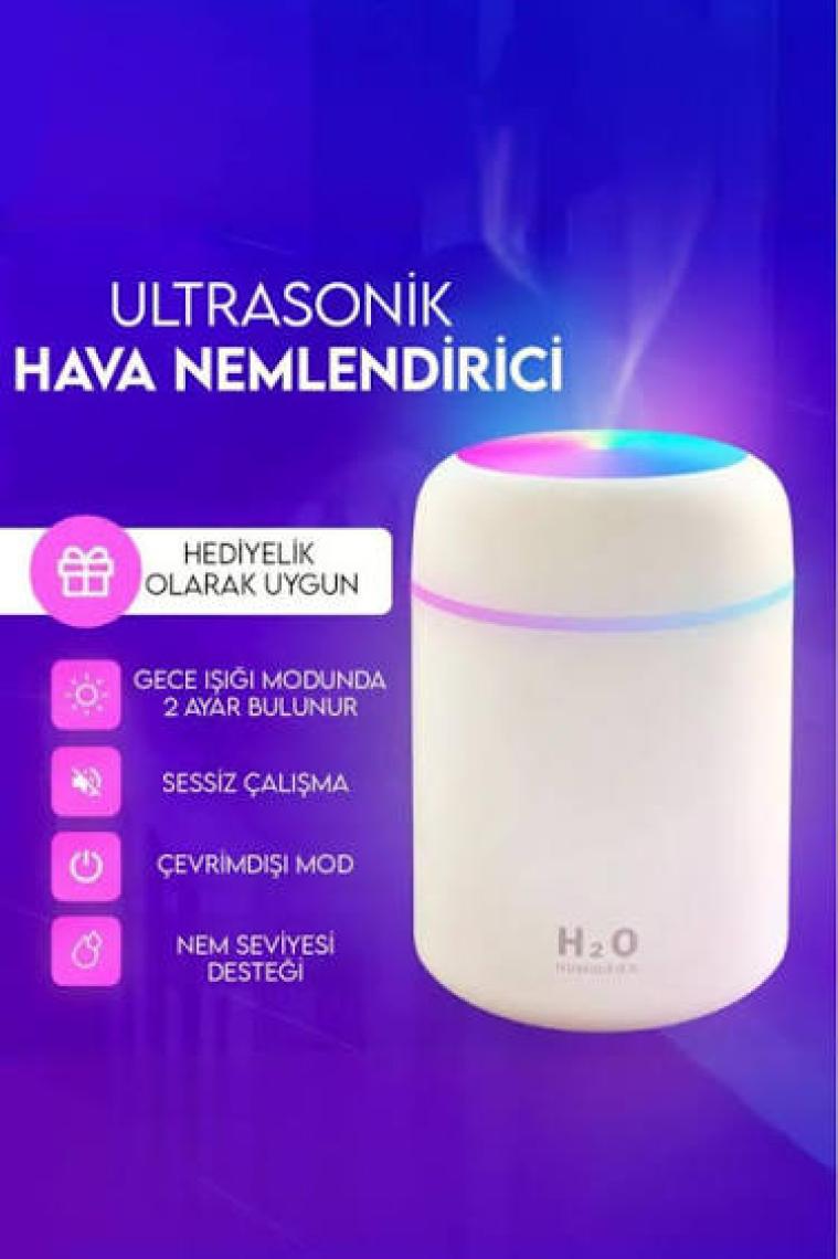 DEMPOWER H2O Humidifier Hava-Oda- Araç Nemlendirici LED Işıklı Buhar Makinesi Beyaz
