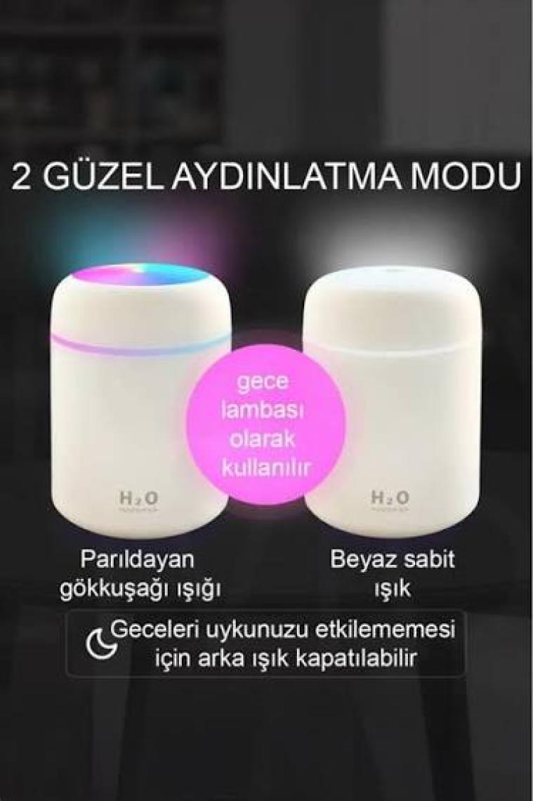 DEMPOWER H2O Humidifier Hava-Oda- Araç Nemlendirici LED Işıklı Buhar Makinesi Beyaz