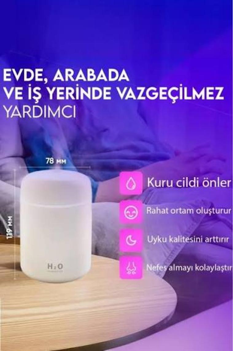 DEMPOWER H2O Humidifier Hava-Oda- Araç Nemlendirici LED Işıklı Buhar Makinesi Beyaz