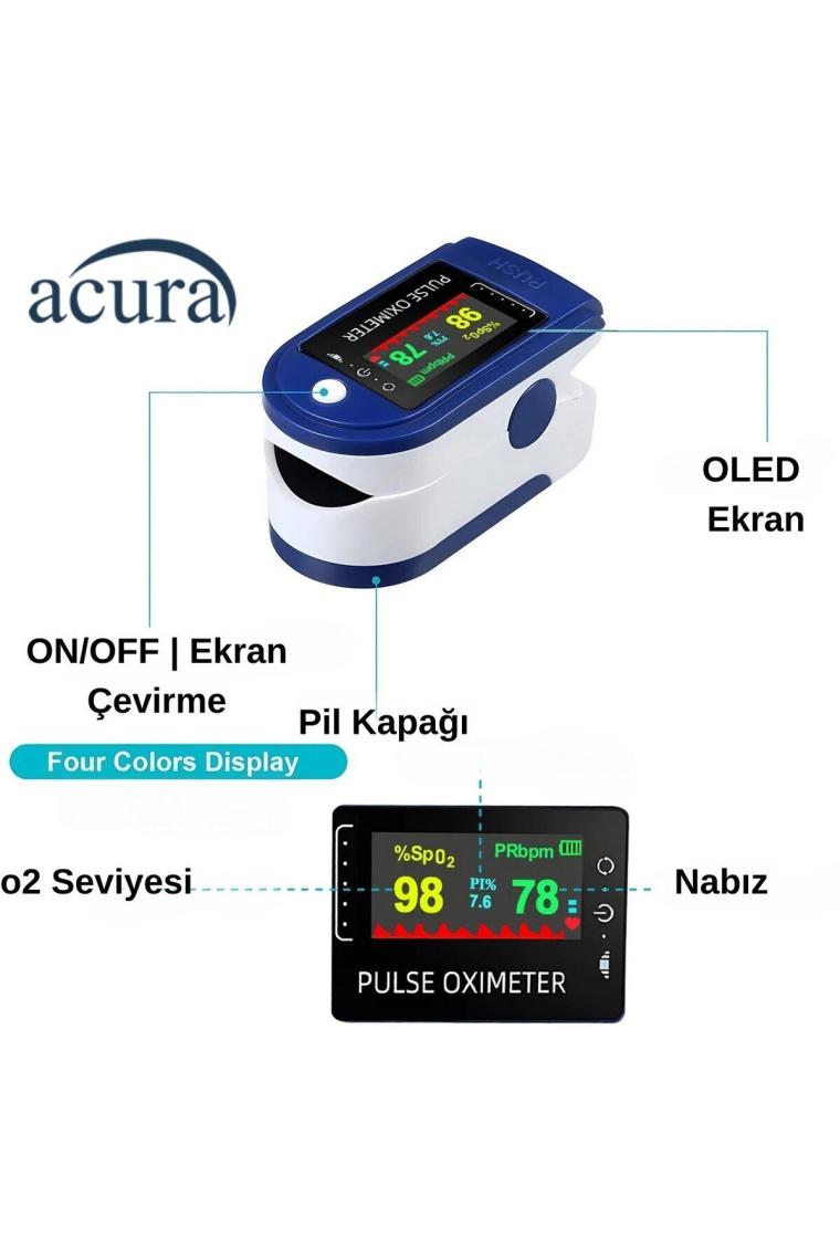 AC-60 Oksimetre OLED Ekranlı Nabız ve Oksijen Ölçer