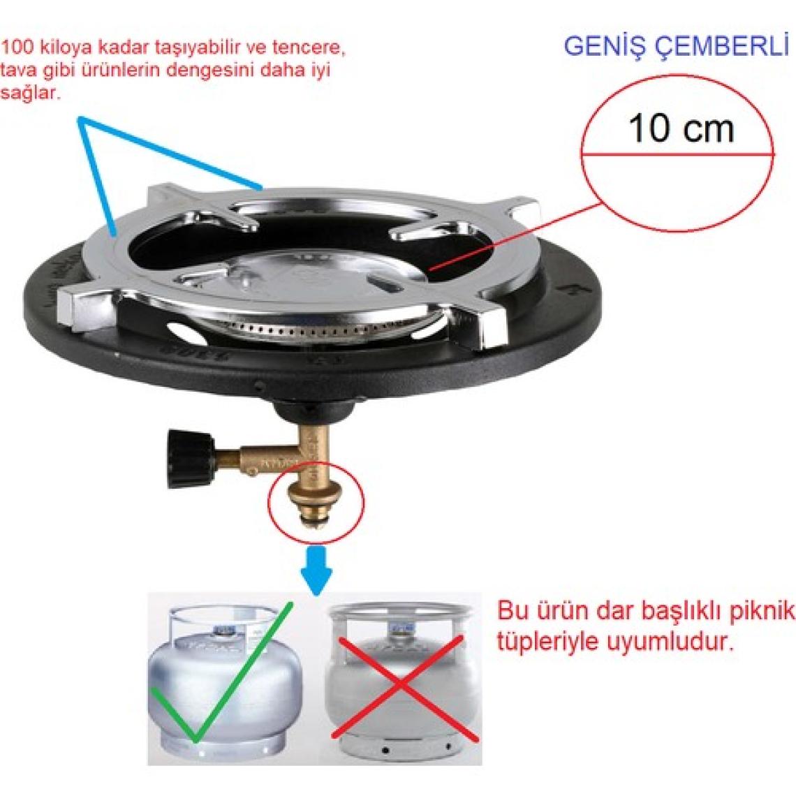 Ozaslan  Turbo Yanan Kamp Ocak Piknik Tüp Başlığı Dar Başlıklı Güçlendirilmiş