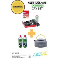 Orcamp Keşif Dükkanı Orcamp Çay Seti - Portatif Kamp Ocak + Çaydanlık + Yedek Kartuş