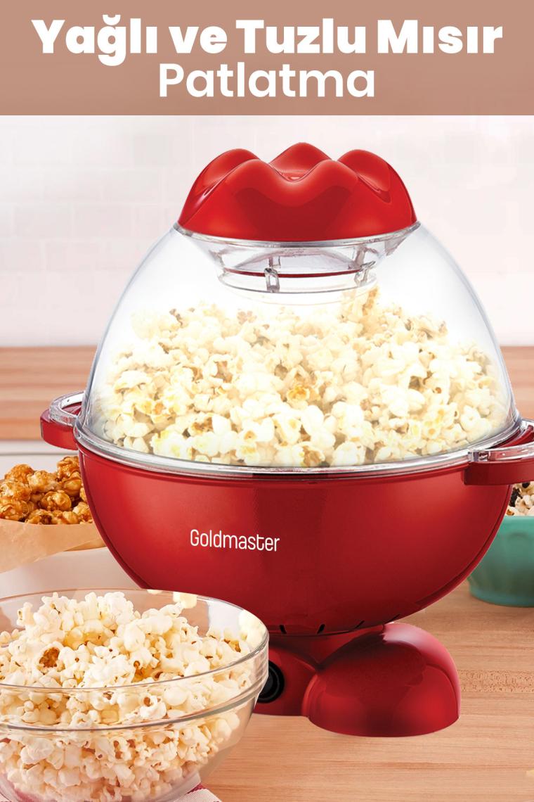 Patpat Geniş Hazneli Yağlı Yağsız Mısır Patlatma Pop Corn Makinesi