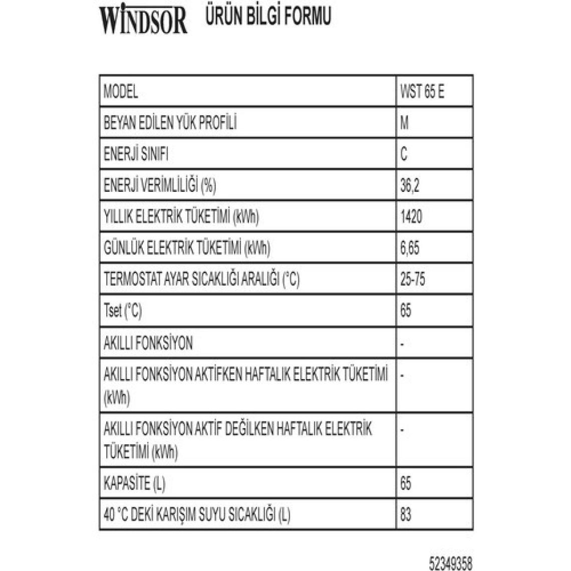 Windsor Wst 65 E 65 Lt Termosifon