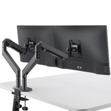 STD7080G 10"-27" Alüminyum Amortisörlü VESA Monitör Tutucu Çift Kol Koyu Gri