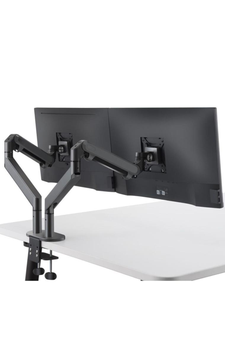STD7080G 10"-27" Alüminyum Amortisörlü VESA Monitör Tutucu Çift Kol Koyu Gri