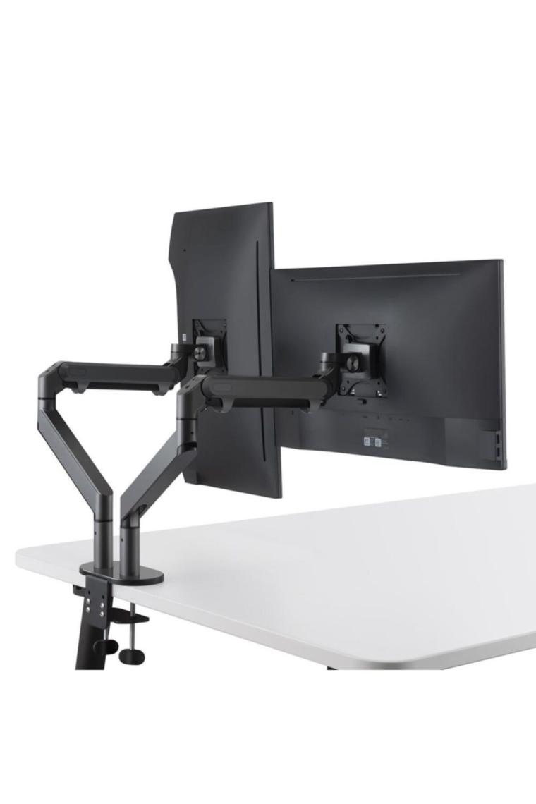 STD7080G 10"-27" Alüminyum Amortisörlü VESA Monitör Tutucu Çift Kol Koyu Gri