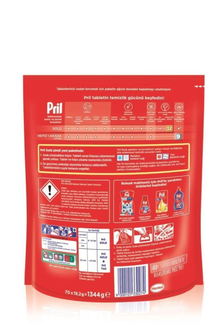 Gold 140 Yıkama Bulaşık Makinesi Deterjanı Tableti (2 X 70'Lİ PAKET)