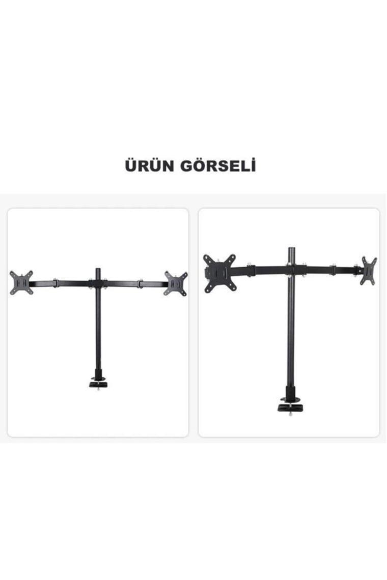 Masaüstü Ayarlanabilir 14-32” Çift Kol Monitör Tutucu