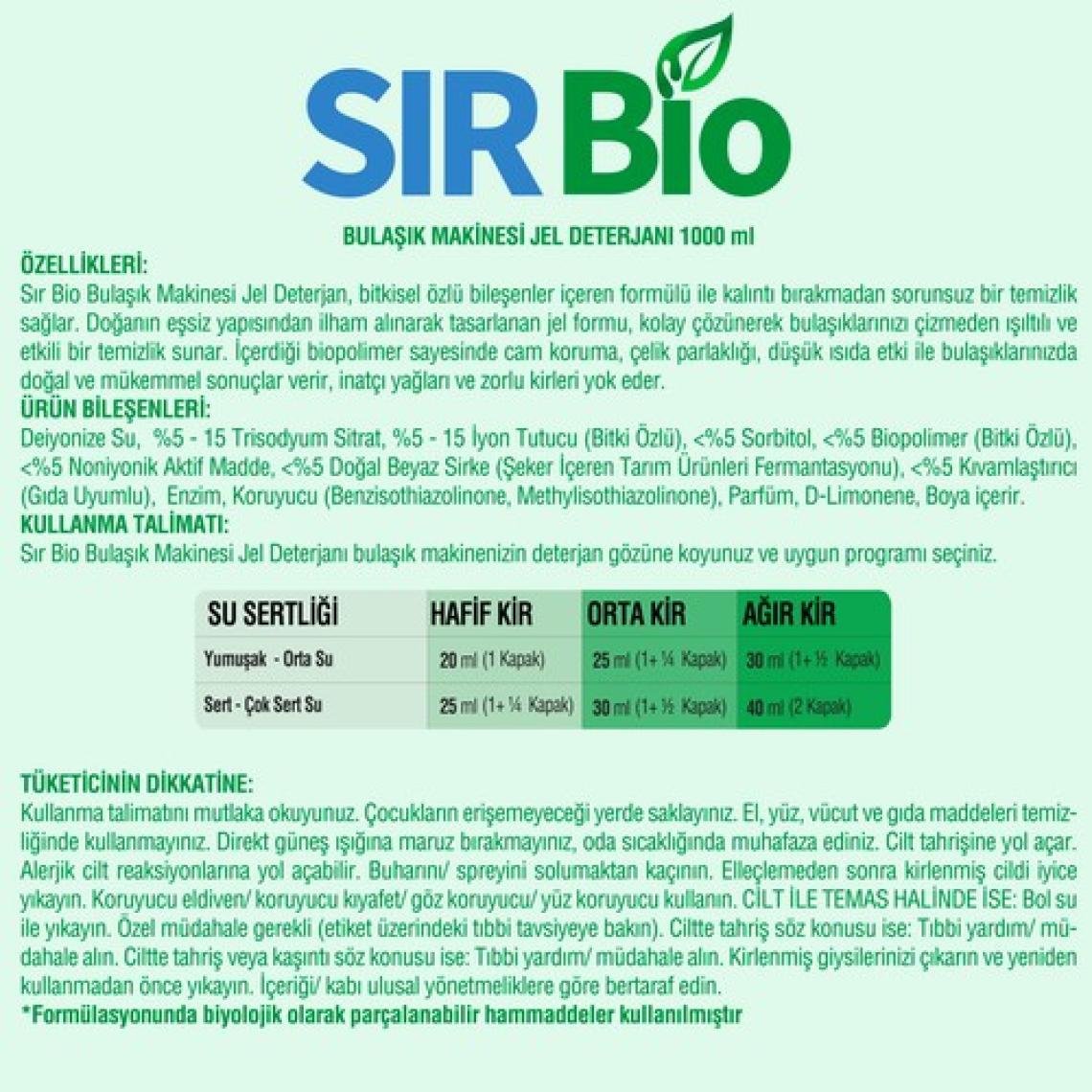 Sır Bio Bulaşık Makine Deterjanı 1000 ml 2'li
