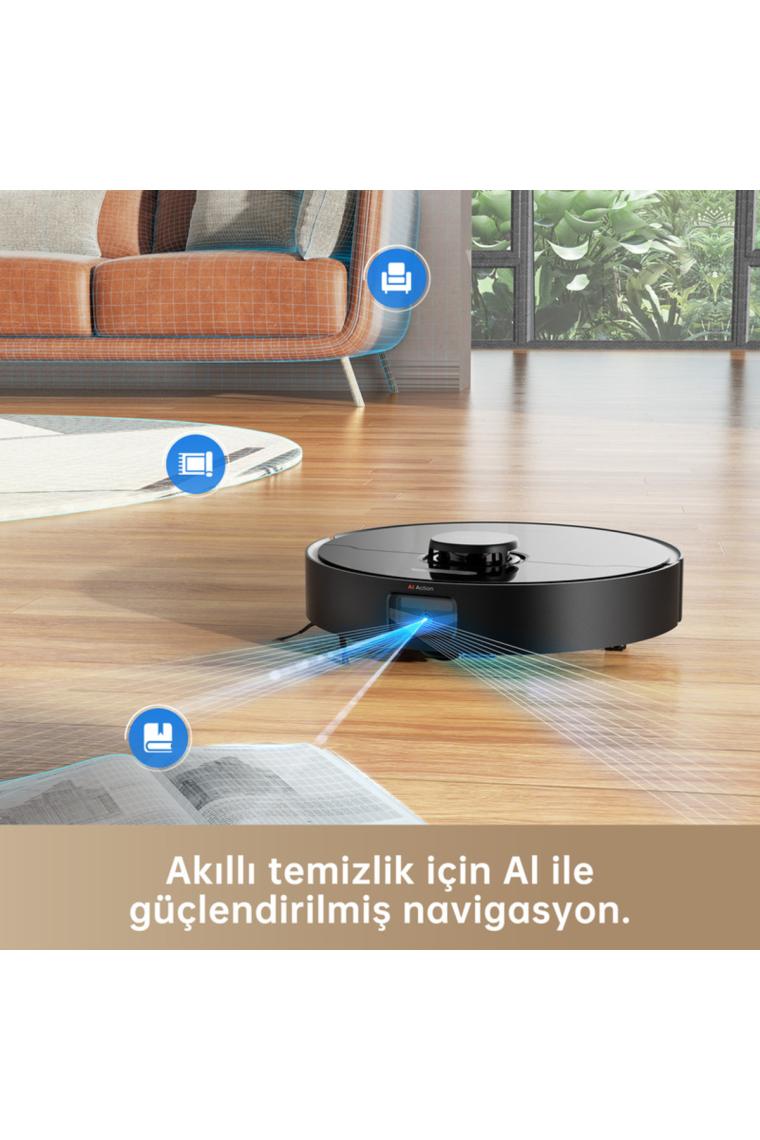Dreame D10s Pro, Robot Elektrikli Süpürge, Action AI, LDS Navigasyon, 5000Pa, 280 dakika pil ömrü, video izleme ve halı için ayrıntılı kontrol uygulaması