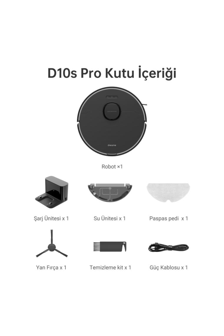 Dreame D10s Pro, Robot Elektrikli Süpürge, Action AI, LDS Navigasyon, 5000Pa, 280 dakika pil ömrü, video izleme ve halı için ayrıntılı kontrol uygulaması