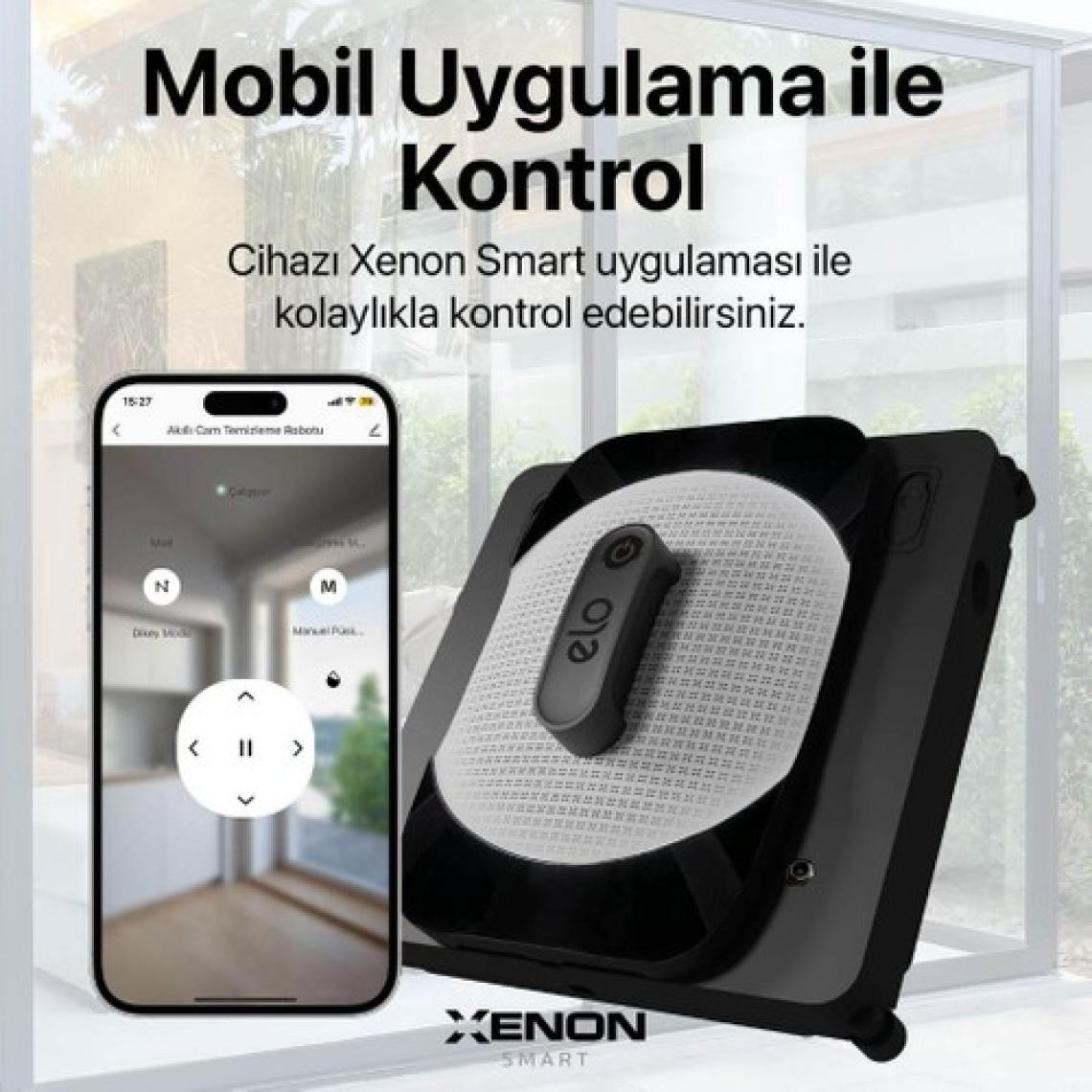 Xenon Smart Elo Cam Temizleme Robotu Ultra Sessiz Mobil Uygulama Kontrollü Kumandalı Pencere Temizlik Robotu X8681