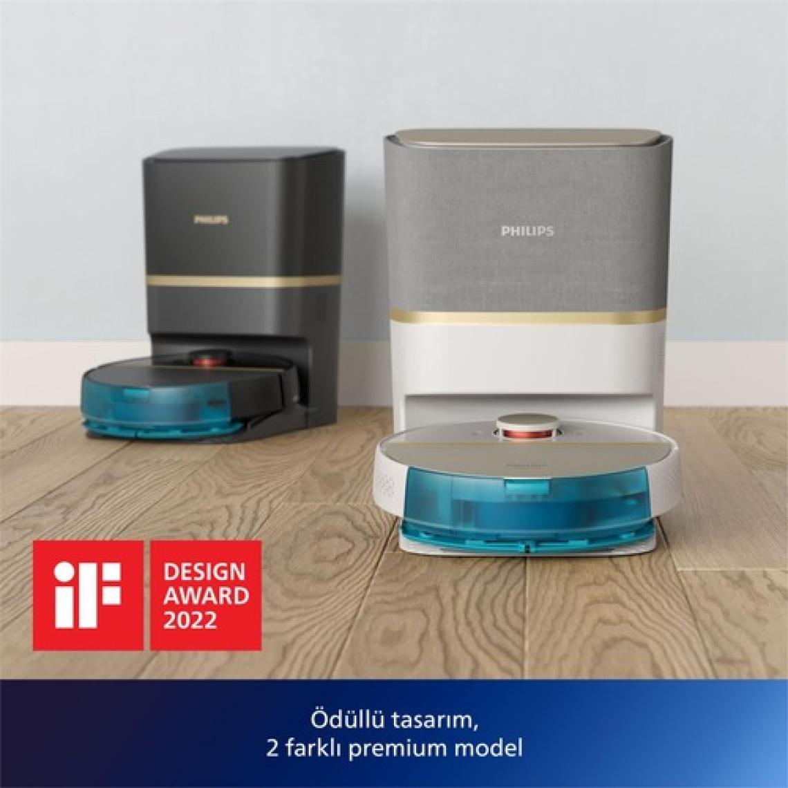 Philips XU7100/02 7000 Serisi Islak ve Kuru Otomatik Boşaltma İstasyonlu Beyaz Robot Süpürge Beyaz