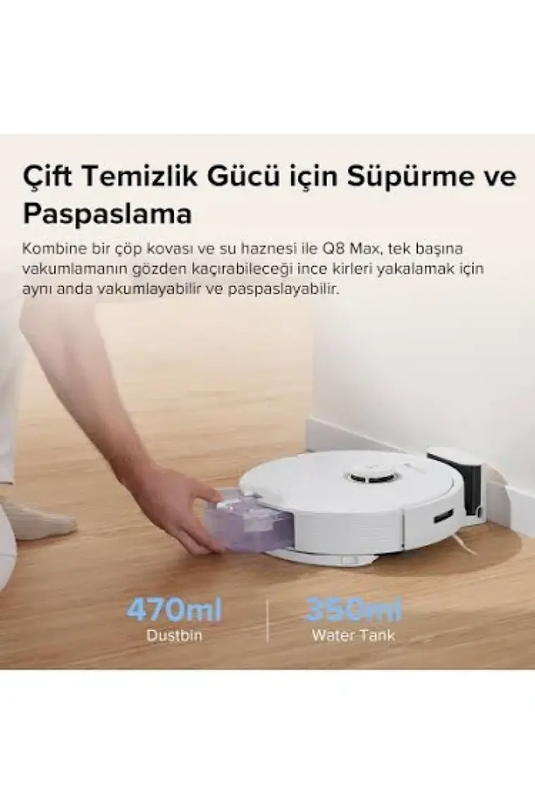 Roborock Vacuum Cleanner Q8 Max Robot Süpürge Beyaz