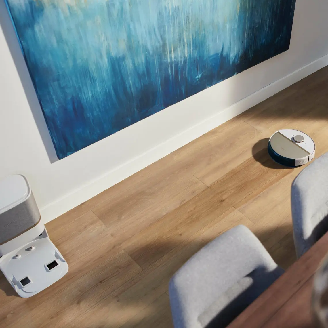 Philips XU7100/02 7000 Serisi Islak ve Kuru Otomatik Boşaltma İstasyonlu Beyaz Robot Süpürge Beyaz