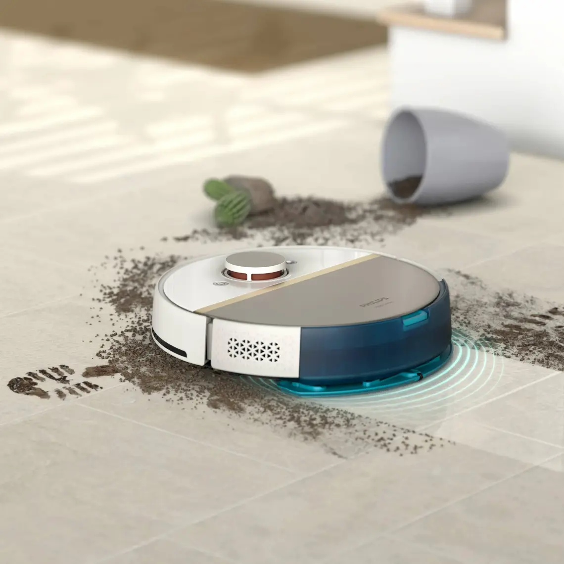 Philips XU7100/02 7000 Serisi Islak ve Kuru Otomatik Boşaltma İstasyonlu Beyaz Robot Süpürge Beyaz