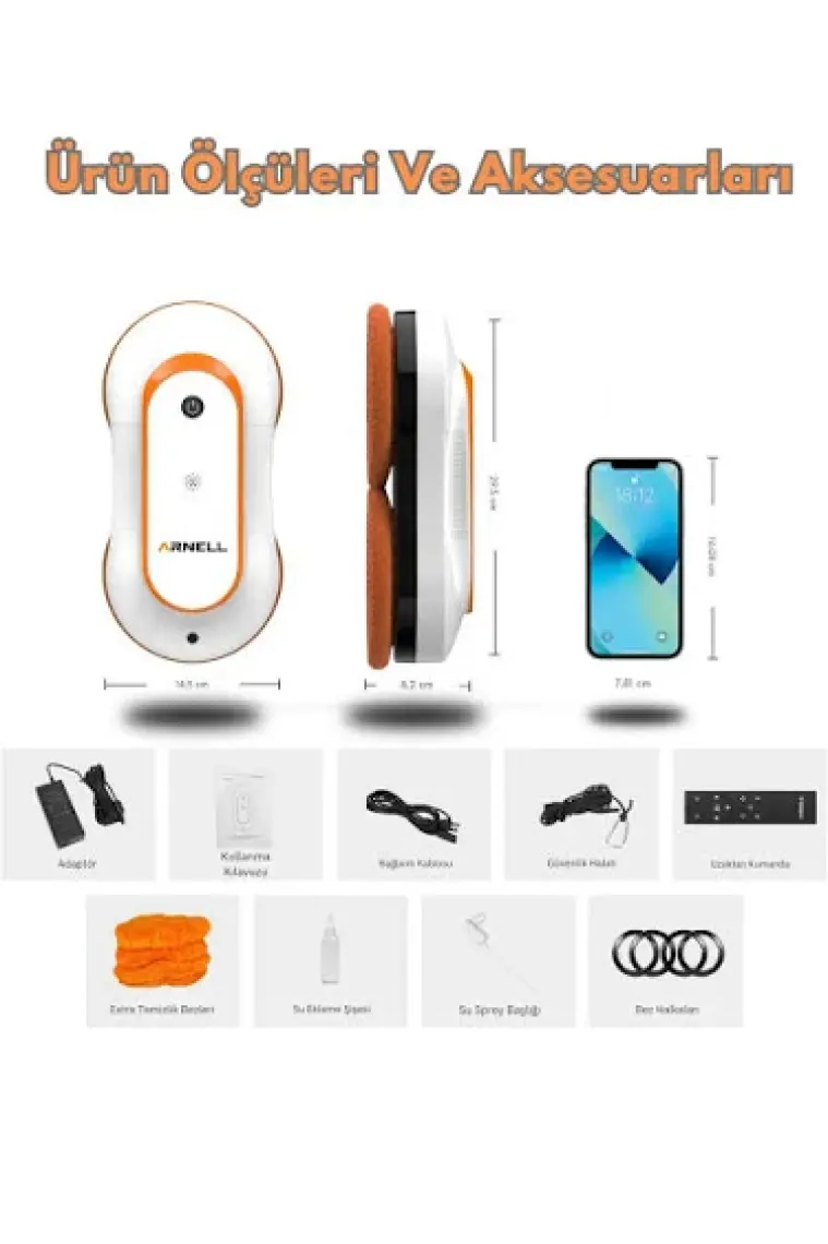 Arnell Cam Silme Robotu Cambaz Aktive Akıllı Cam Temizleme Robotu WCR-2310Y
