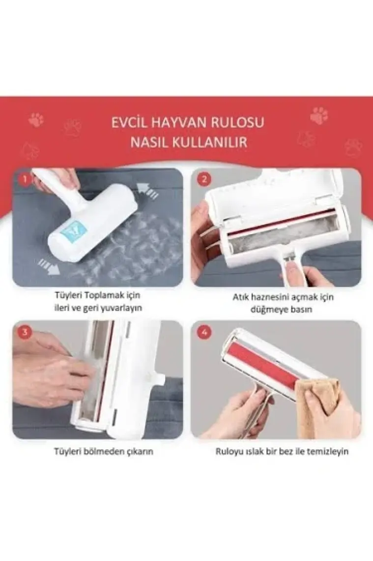 CandyShine Hazneli Kedi Köpek Evcil Hayvan Kazak Kıyafet Elbise Halı Yatak Tüy Temizleyici Kıl Toz Toplayıcı