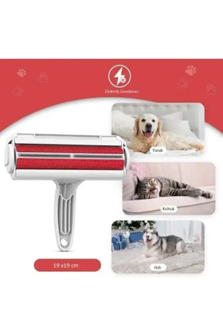 CandyShine Hazneli Kedi Köpek Evcil Hayvan Kazak Kıyafet Elbise Halı Yatak Tüy Temizleyici Kıl Toz Toplayıcı