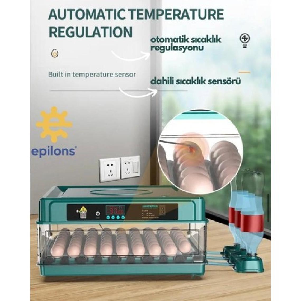Epilons 130 Tavuk Yumurtalık Tam Otomatik Extra Yedek Motorlu Kuluçka Makinesi Silindir Viyollü Kaz Ördek Bıldırcın Için Uygun Incubator