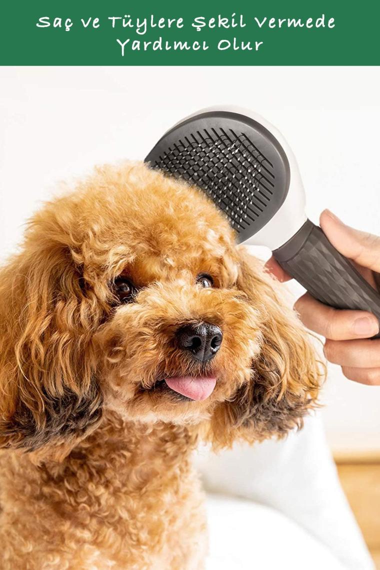 Ramdet Kedi Köpek Tarağı Otomatik Temizlenen Tuşlu Evcil Hayvan Fırçası Kedi Köpek Tüy Kıl Toplama Tarağı