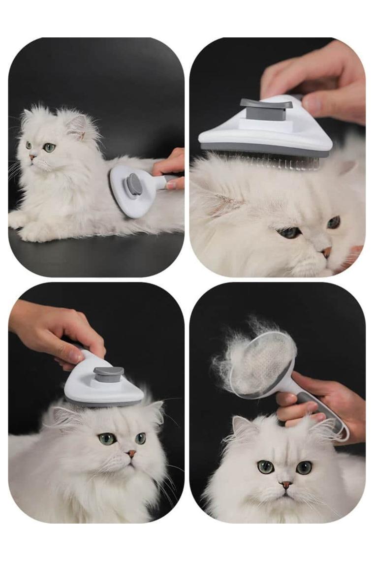 Ramdet Kedi Köpek Tarağı Otomatik Temizlenen Tuşlu Evcil Hayvan Fırçası Kedi Köpek Tüy Kıl Toplama Tarağı