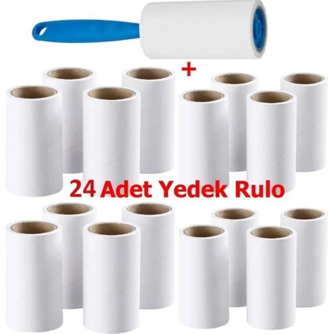 Bizimevde 1 Adet Sap Hediyeli 24 Adet 60 Yapraklı Tüy Toplama Alma Rulosu Kedi Köpek Kıl Yün Toplama Bandı