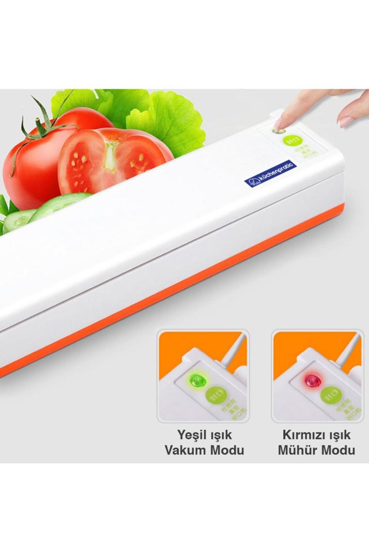 Küchen Pratic Ev Tipi Elektrikli Gıda Vakum Makinesi - Mavi + 10 Poşet