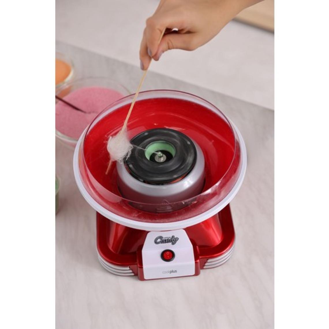Cookplus Retro Pamuk Şeker Makinesi - Dayanıklı Plastik ve Metal Gövde, Kompakt Tasarım, 5 Parça Set, Kırmızı Renk, Ergonomik Kullanım Özelliği