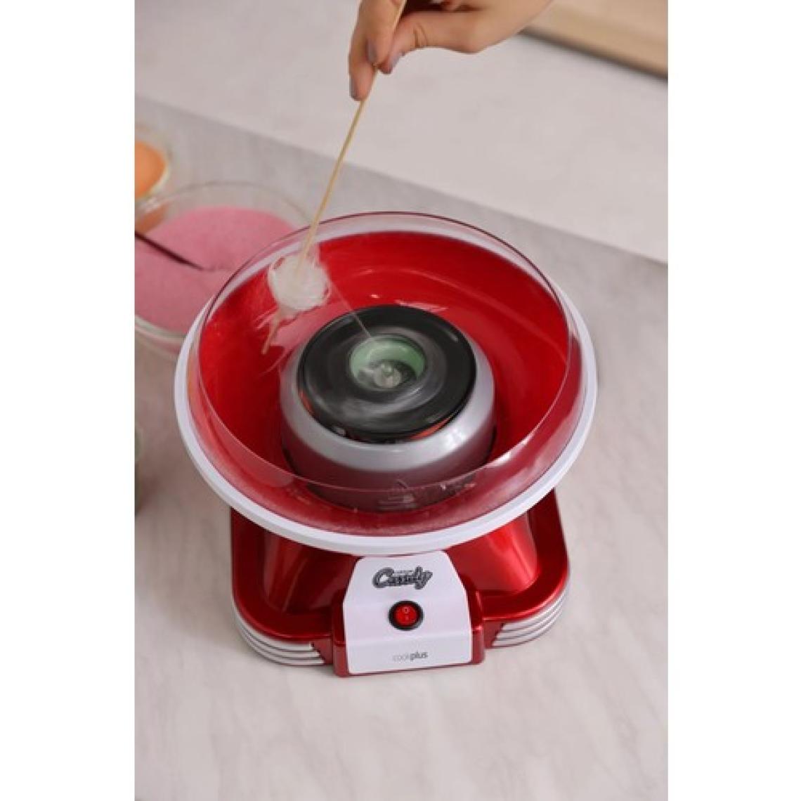 Cookplus Retro Pamuk Şeker Makinesi - Dayanıklı Plastik ve Metal Gövde, Kompakt Tasarım, 5 Parça Set, Kırmızı Renk, Ergonomik Kullanım Özelliği