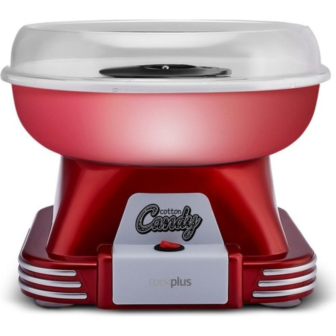 Cookplus Retro Pamuk Şeker Makinesi - Dayanıklı Plastik ve Metal Gövde, Kompakt Tasarım, 5 Parça Set, Kırmızı Renk, Ergonomik Kullanım Özelliği