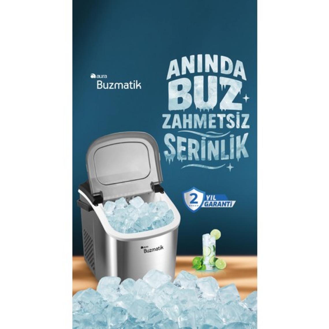 Aura Buzmatik Taşınabilir 12 kg Kapasiteli Buz Makinesi