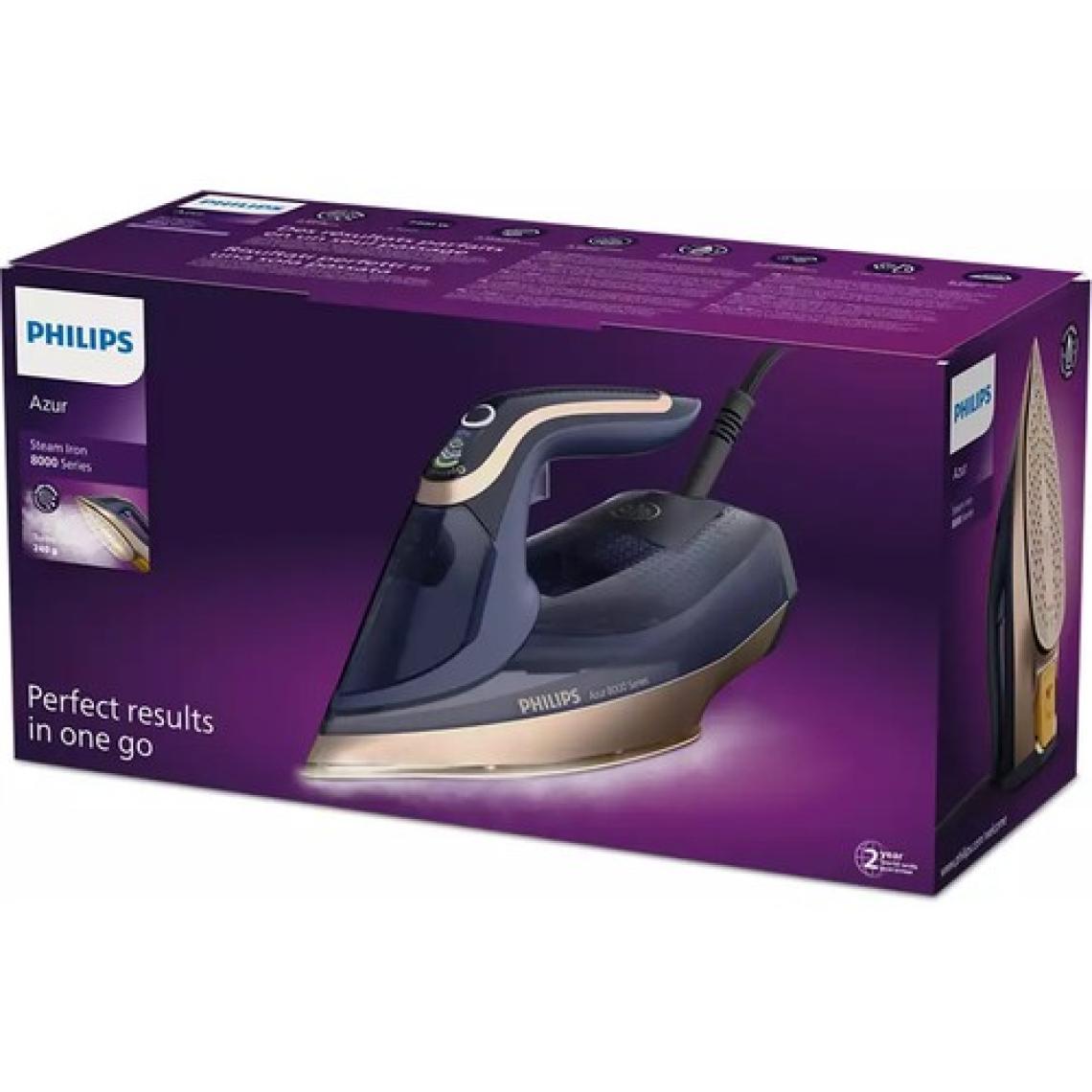 Philips DST8050/20 8000 Serisi Azur Buharlı Ütü, 3000 W, 260 g Turbo Şok Buhar, 85 g/dk Sürekli Buhar, Sıfır Yanık Riski, 50 ml Su Haznesi
