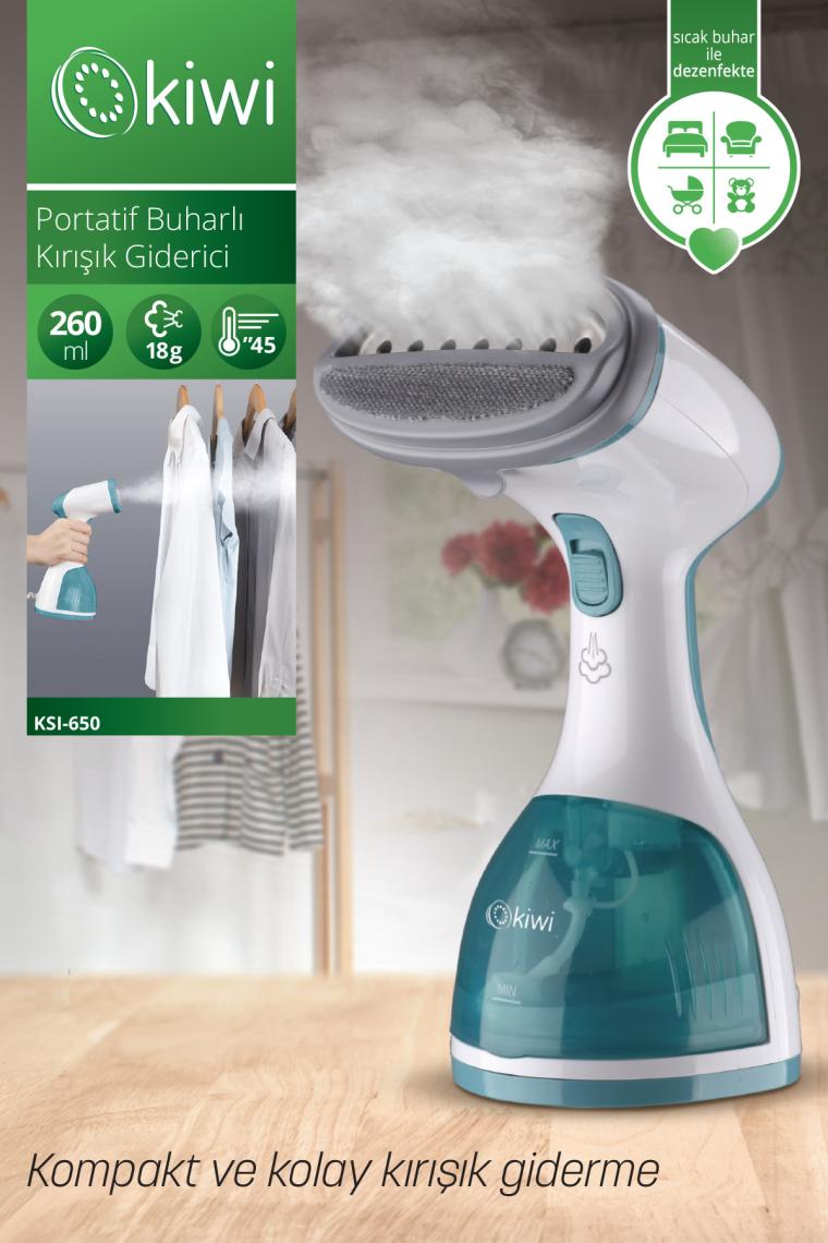 Kiwi KSI-650 Portatif 1000 Watt Buharlı Kırışık Giderici Gri