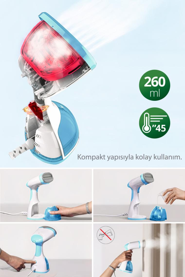 Kiwi KSI-650 Portatif 1000 Watt Buharlı Kırışık Giderici Gri