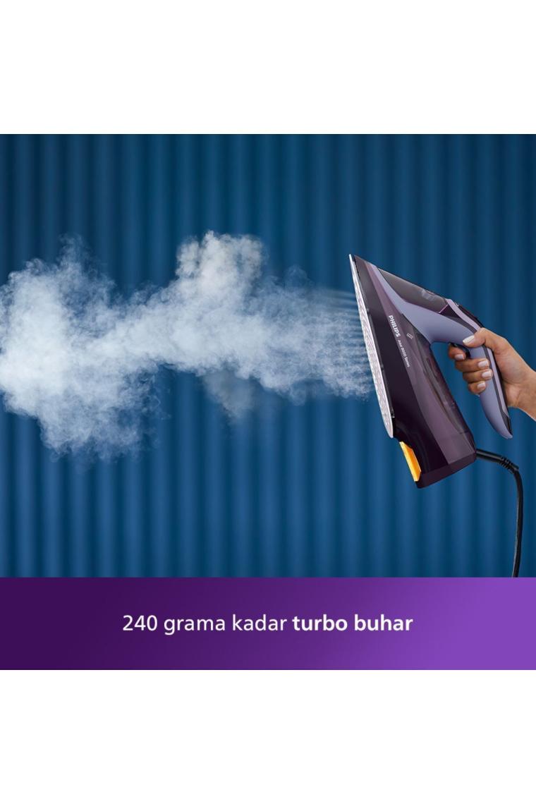 Philips 8000 Serisi Azur Buharlı Ütü, 3000W, SteamGlide Elite Taban, Otomatik Kapanma, 240 g Şok Buhar, Sıfır Yanık Garantisi, DST8021/30