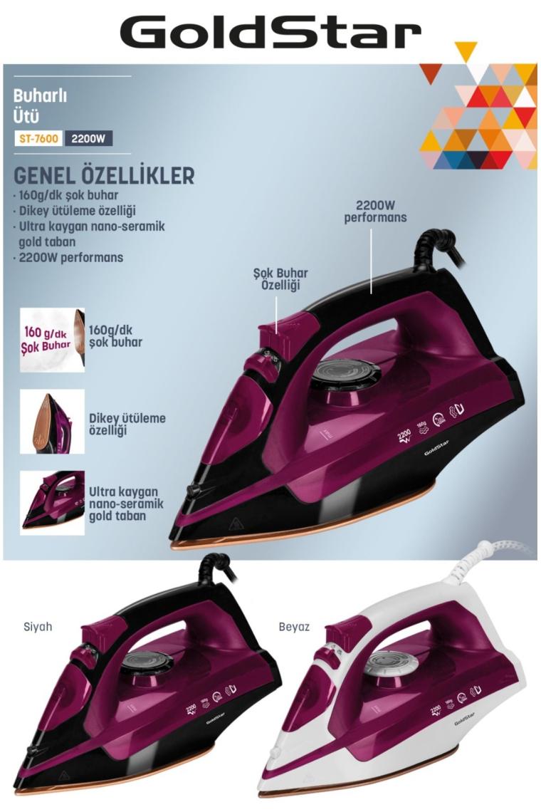GoldStar ST-7600 2200 W Beyaz Buharlı Ütü