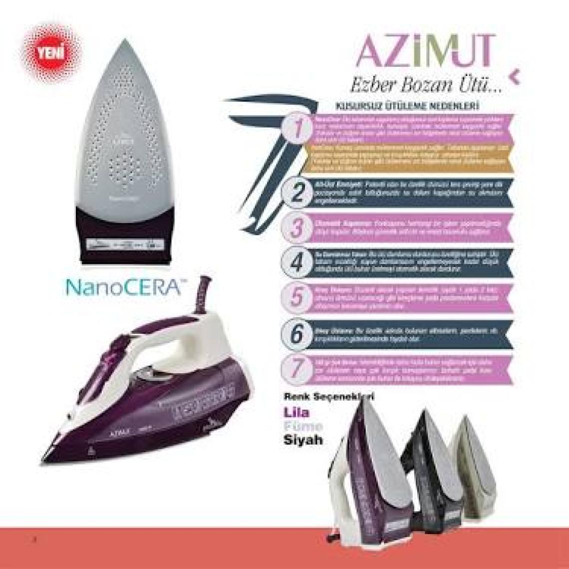 GAZZELLA ST/AZ 1000 AZİMUT BUHARLI ÜTÜ SERAMİK MOR
