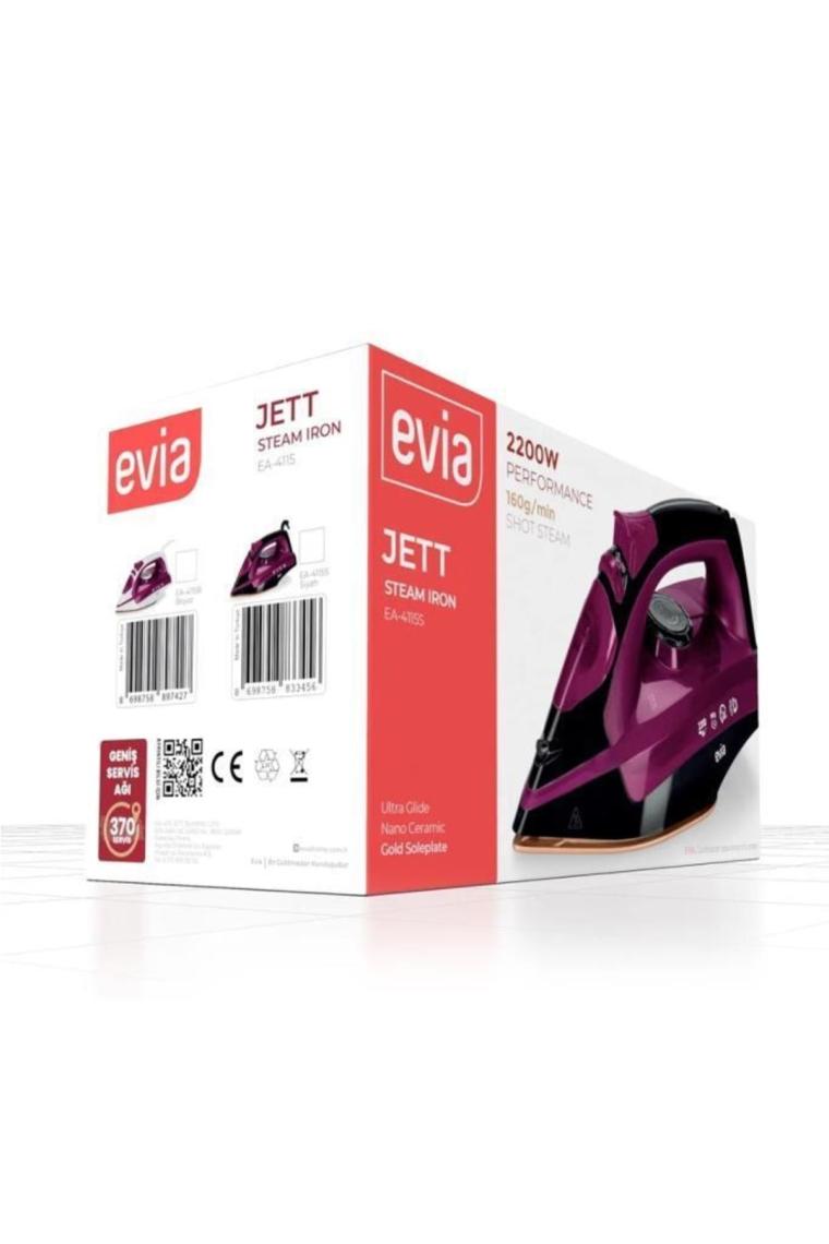 Jett 2200 Watt Seramik Tabanlı 160 Gr Etkili Şok Buharlı Ütü Siyah Mor