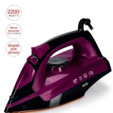 Jett 2200 Watt Seramik Tabanlı 160 Gr Etkili Şok Buharlı Ütü Siyah Mor