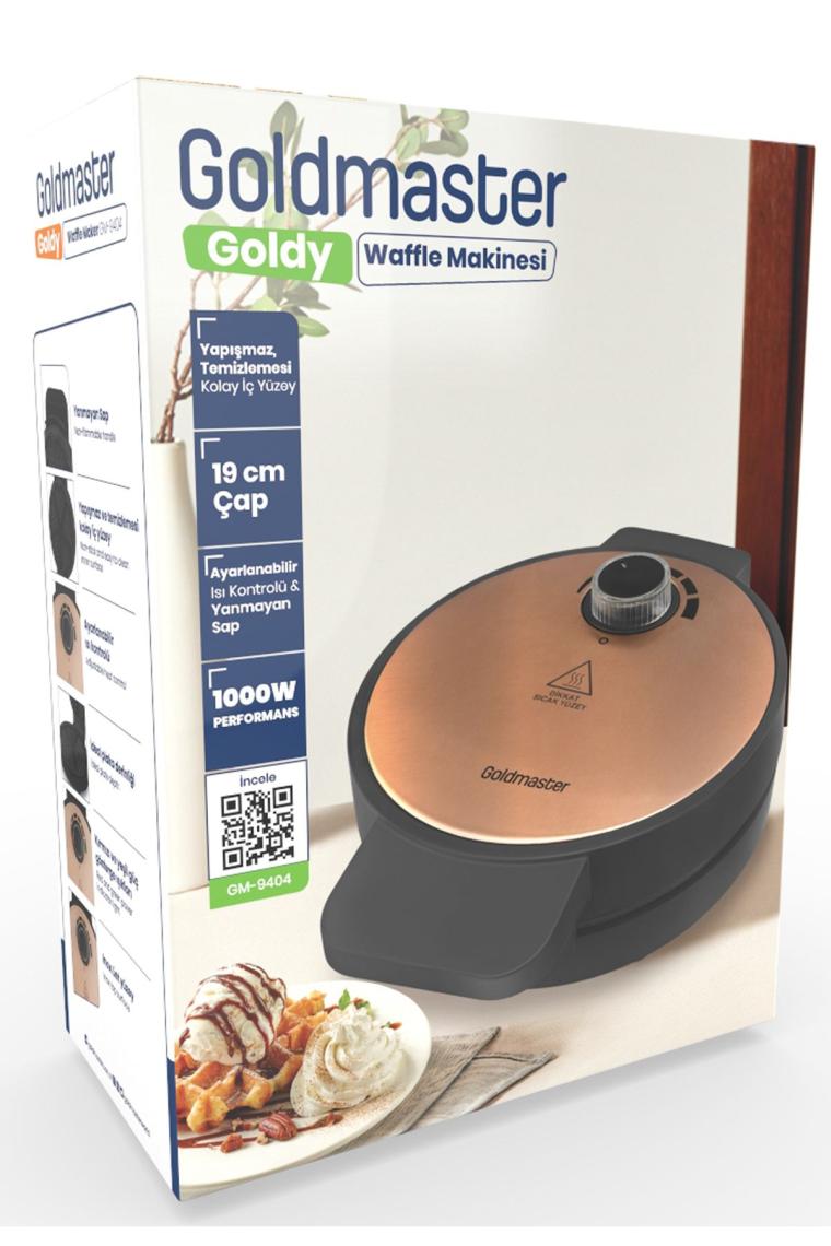 Goldy Rose Gold 1000 Watt Taşmayı Önleyen Derin Plakalı Aşırı Isınmaya Dayanıklı Waffle Makinesi