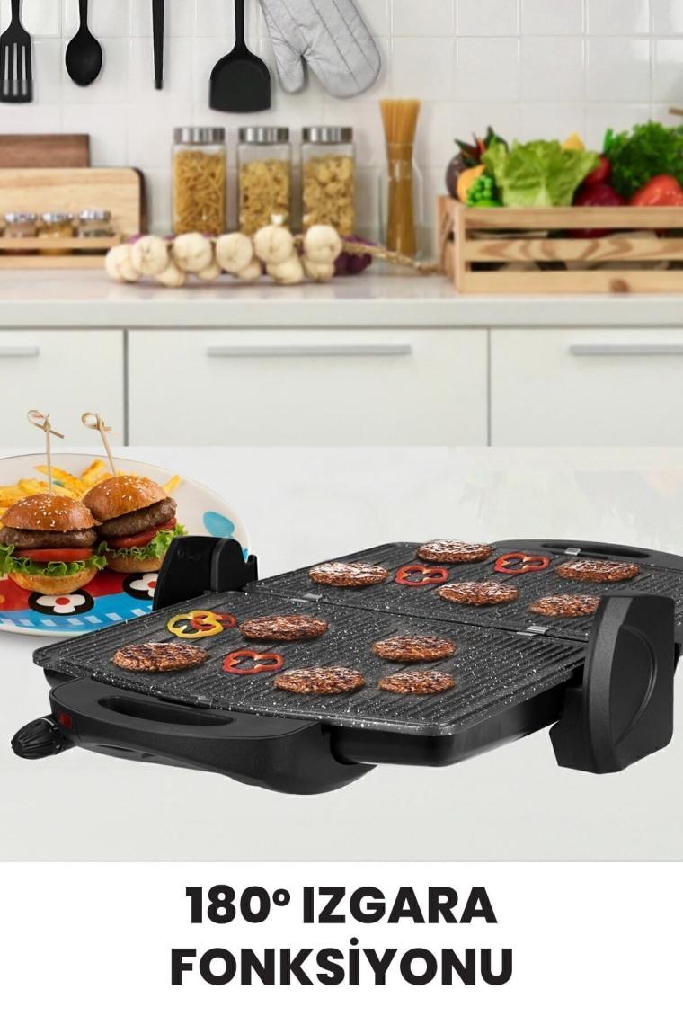 Trihot 3 In 1 Granit Çıkarılabilir Plakalı Waffle Izgara Tost Makinesi 6 Dilim Siyah
