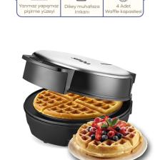 Go İthalat Robinanka Belçika Waffle Makinesi Elektrikli 4 Waffle - Yapışmaz Döküm Plaka Paslanmaz Çelik Üst Kaplama SSM-2591