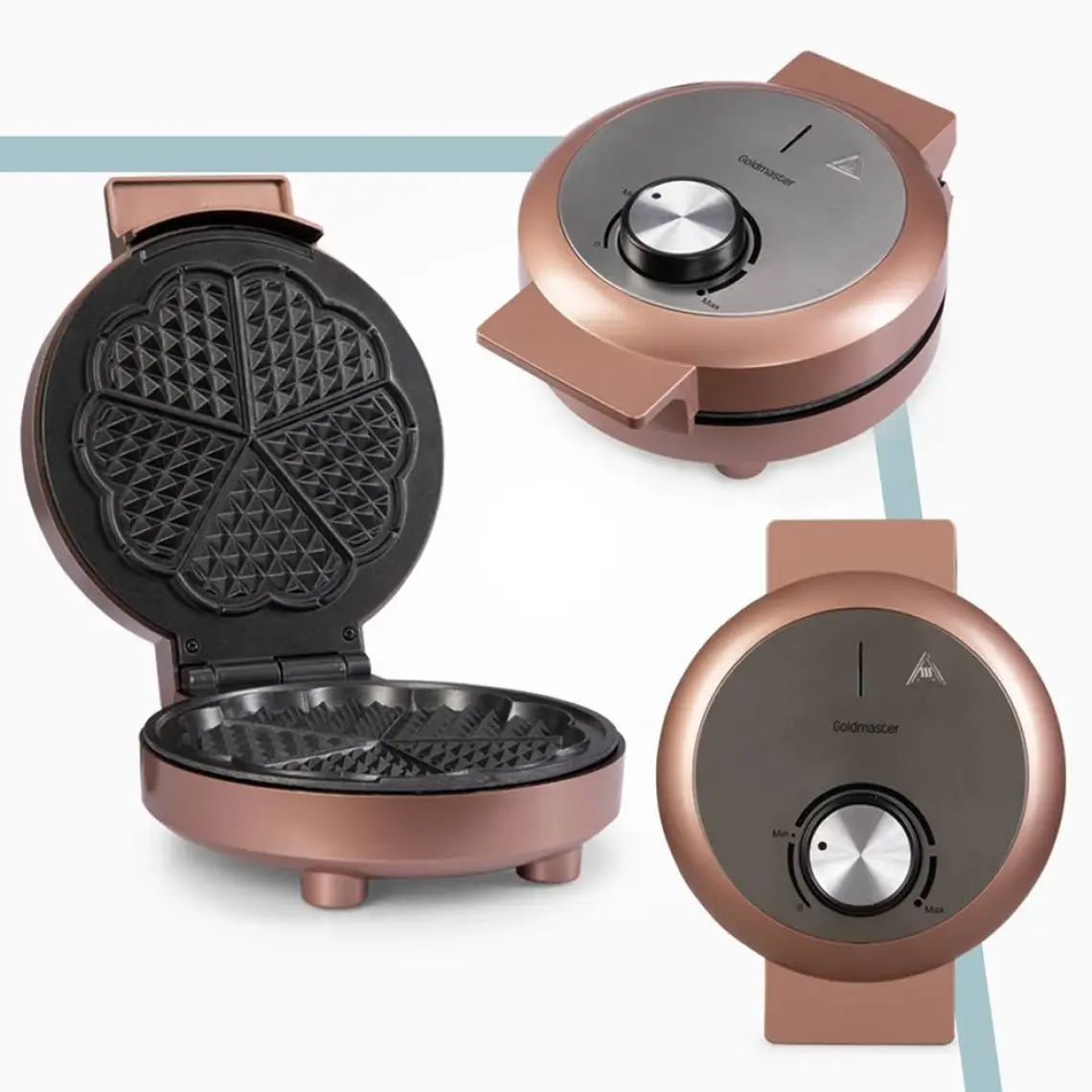 Goldmaster Caramel 1000W Taşmayı Önleyen Derin Plakalı Aşırı Isınmaya Dayanıklı Waffle Makinesi In 6418