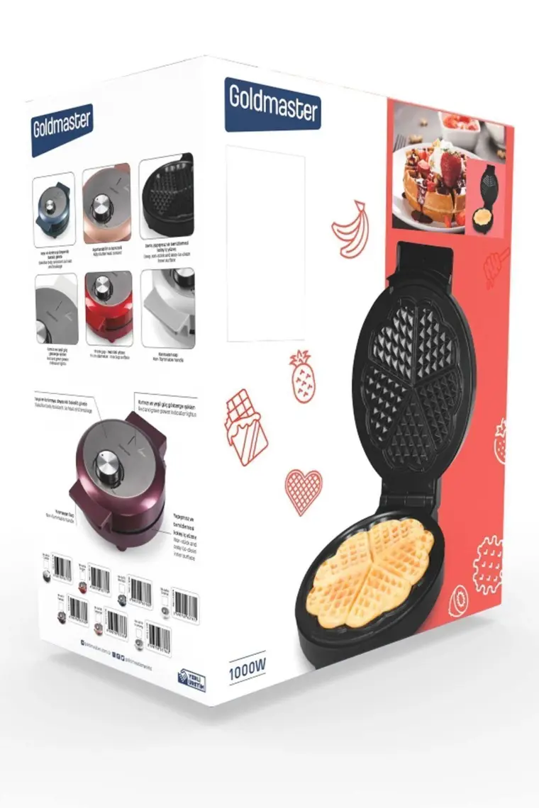 Goldmaster Caramel 1000W Taşmayı Önleyen Derin Plakalı Aşırı Isınmaya Dayanıklı Waffle Makinesi In 6418