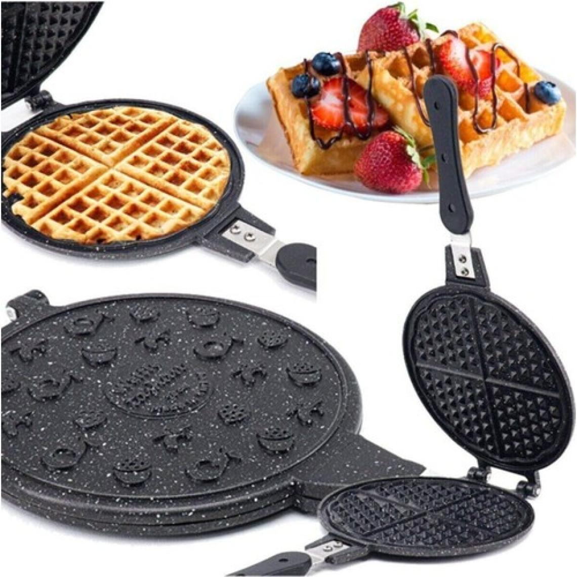 Taşhan Lüks Granit Ocak Üstü Waffle Tavası Bakalit Sap
