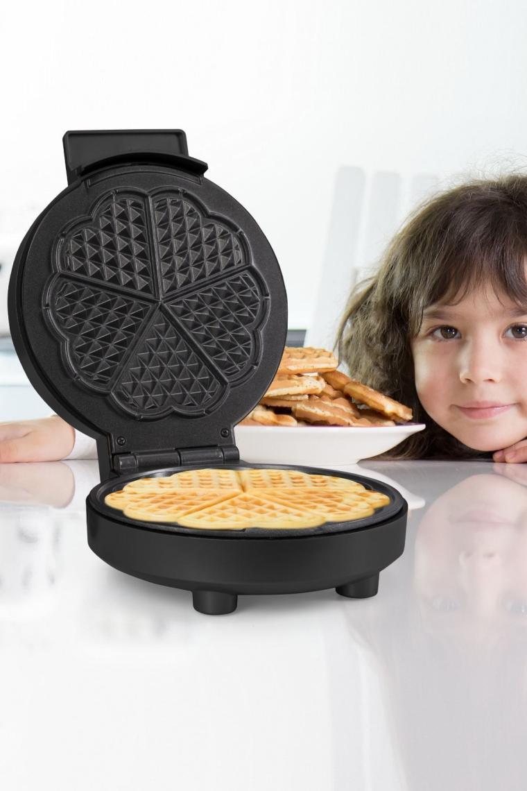 Cookie 1000w Taşmayı Önleyen Derin Plakalı Isı Kontrollü Waffle Makinesi Inox Siyah
